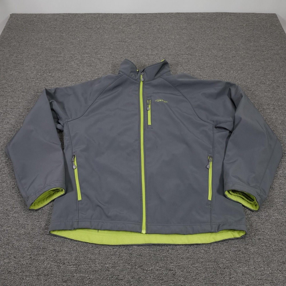 Orvis Jacket Mens 2XL Gray Trout Bum Softshell Full Zip Fleece Lined Hiking